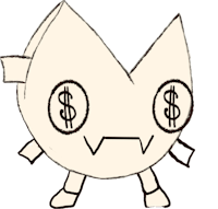 a cartoon character with dollar signs on his face