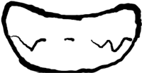 a black and white drawing of a cat's mouth